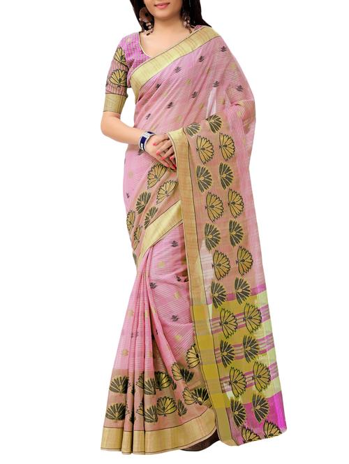floral motif self design saree with blouse - 15771235 - Standard Image - 1