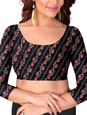 checkered contrast border saree with blouse - 15771389 - Standard Image - 3