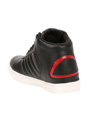 black leatherette lace up sneakers - 15774758 - Standard Image - 3