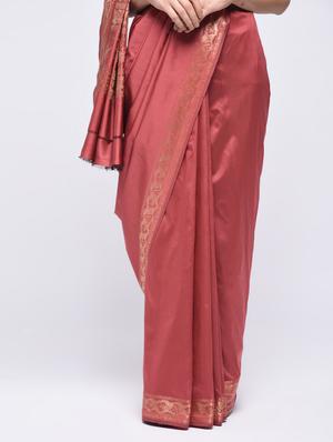 self design border solid saree with blouse - 15775437 - Standard Image - 3