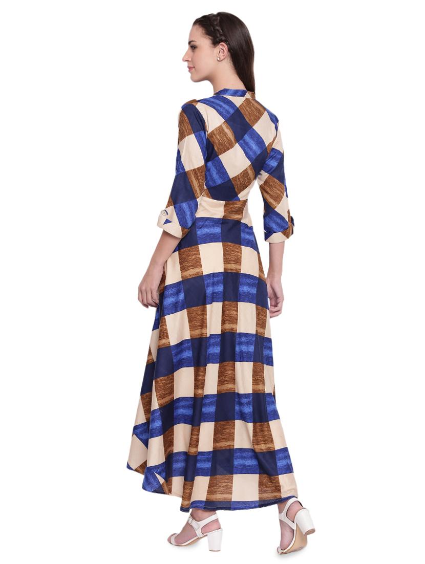 Checkered flared kurta - 15778835 - Zoom Image - 3