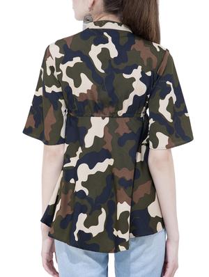 camouflage button detail top - 15778878 - Standard Image - 3