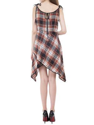 tie back checkered asymmetric dress - 15778880 - Standard Image - 3