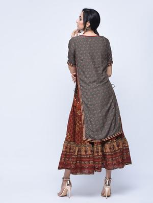printed layered kurta with tassels - 15781244 - Standard Image - 3