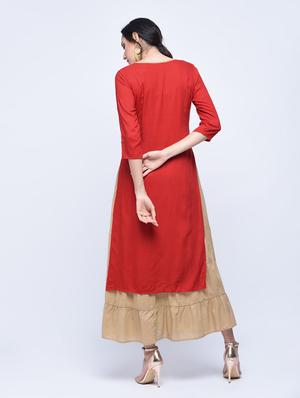 embroidered layered tiered kurta - 15781253 - Standard Image - 3