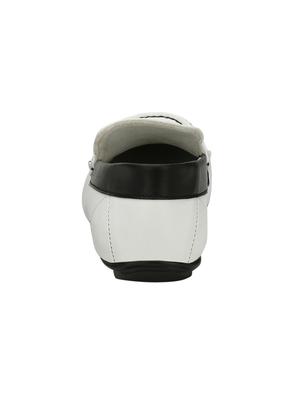 white leatherette slip on loafers - 15784142 - Standard Image - 3