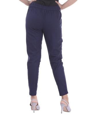 navy blue gathered back trousers - 15784927 - Standard Image - 3