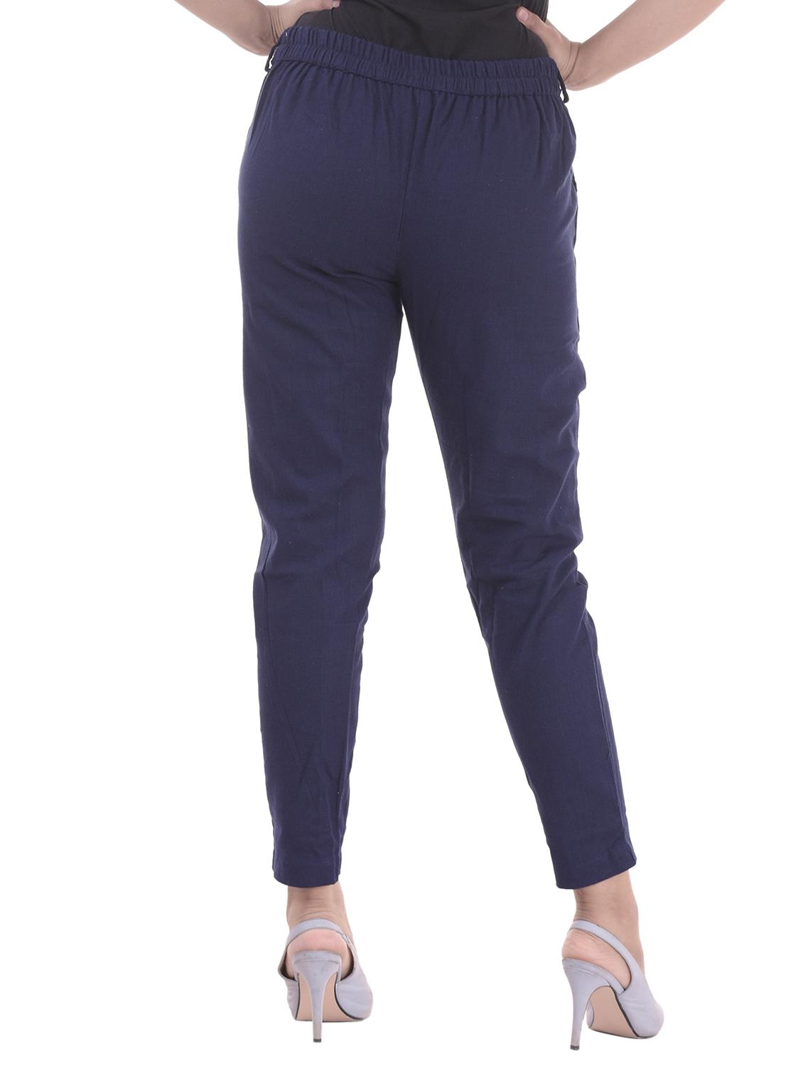 navy blue gathered back trousers - 15784927 - Zoom Image - 3