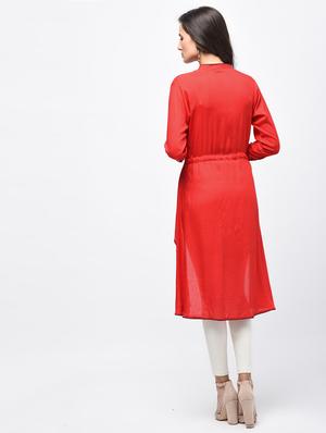 high low solid kurti - 15788593 - Standard Image - 3