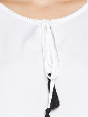 tassel tie up embroidered sleeved top - 15788955 - Standard Image - 3