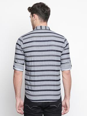 grey striped casual shirt - 15791625 - Standard Image - 3