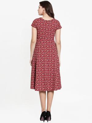 cutout detail floral flared dress - 15793577 - Standard Image - 3