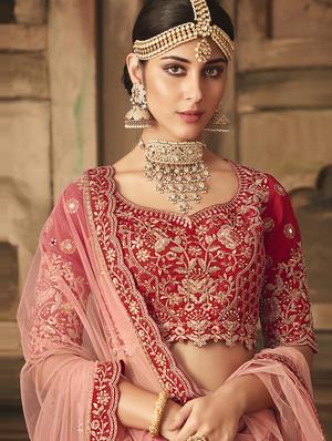 Embroidered flared lehenga - 15795136 - Standard Image - 3