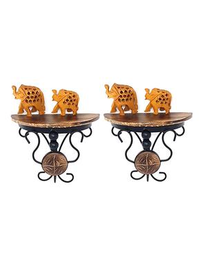 wood & wrought iron fancy handicrafts bracket holder pack of 2 - 15795485 - Standard Image - 3