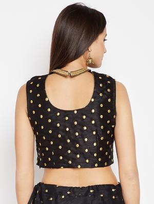embroidered dupion crop blouse - 15796124 - Standard Image - 3