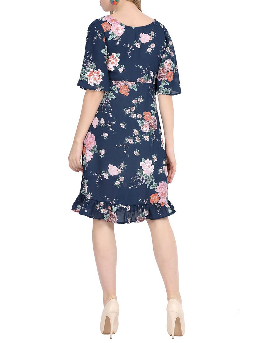gathered hem floral a-line dress - 15797209 - Zoom Image - 3