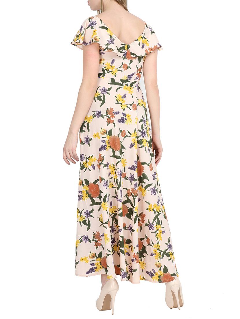 ruffled sleeved floral maxi dress - 15797215 - Zoom Image - 3