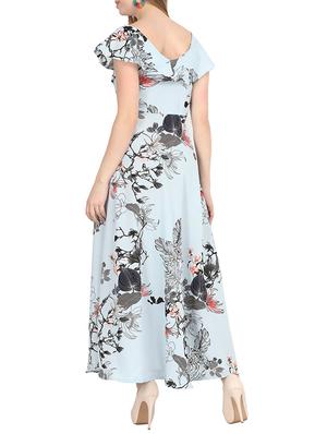 ruffled sleeved botanical print maxi dress - 15797219 - Standard Image - 3