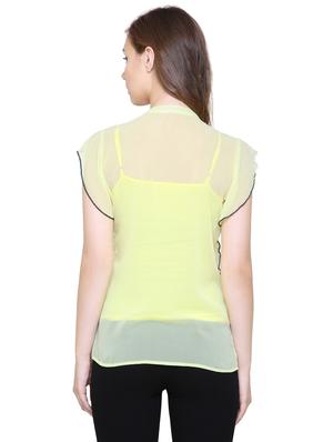 Ruffled contrast top-stitching detail top - 15797252 - Standard Image - 3