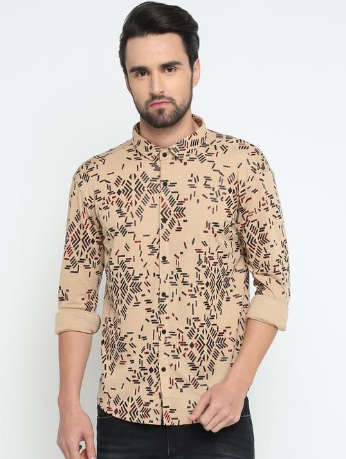 beige printed casual shirt - 15798384 - Standard Image - 1