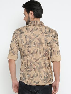 beige printed casual shirt - 15798387 - Standard Image - 3