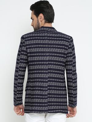 navy blue cotton casual blazer - 15798484 - Standard Image - 3