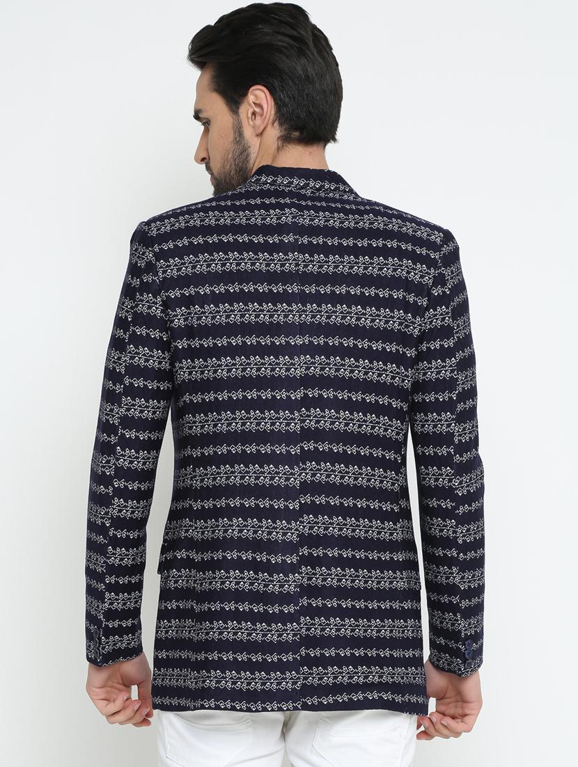 navy blue cotton casual blazer - 15798484 - Zoom Image - 3