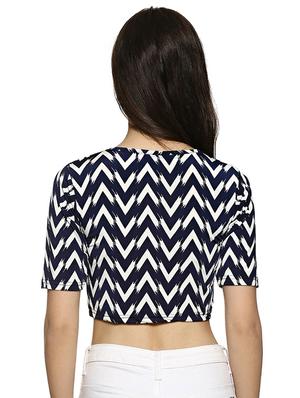 round neck Chevron crop top - 15798781 - Standard Image - 3
