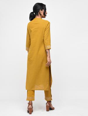 Gota work kurta with slit pant set - 15799429 - Standard Image - 3