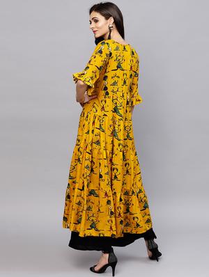 Flared conversational kurta - 15799759 - Standard Image - 3