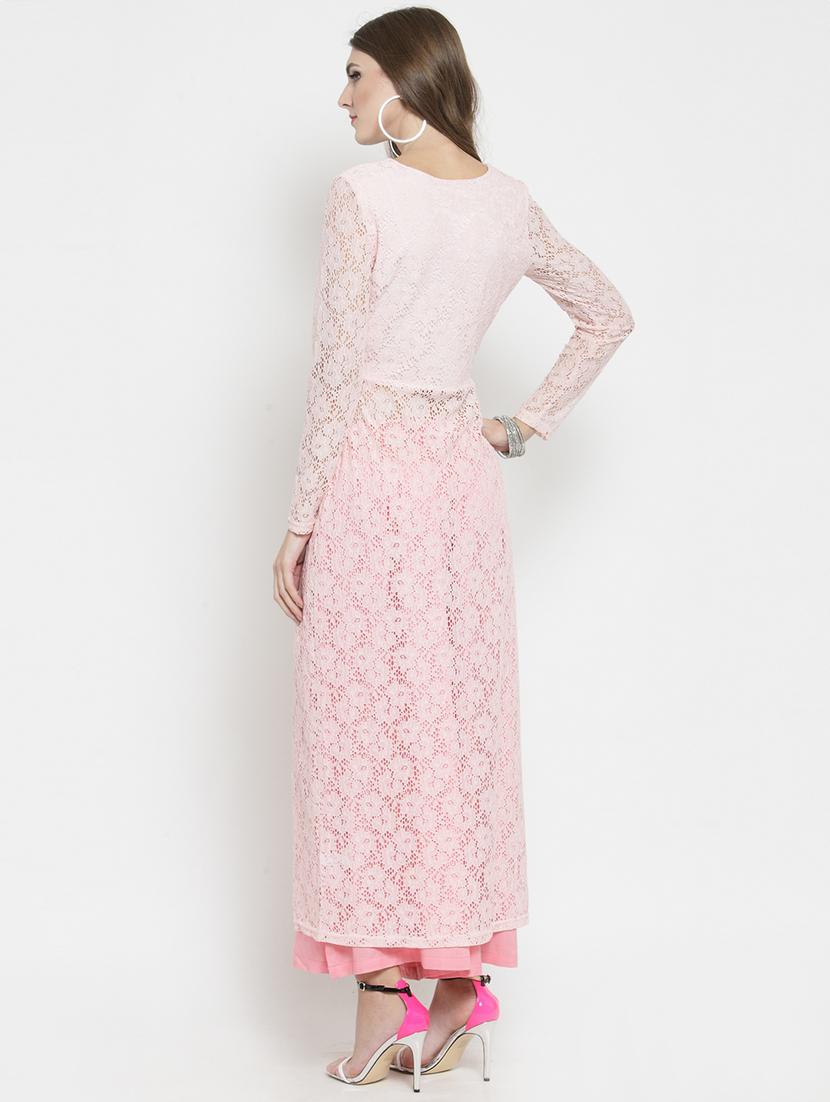 High slit net work kurta - 15799820 - Zoom Image - 3