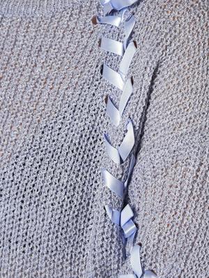 dropped shoulder lace up detail pullover - 15800287 - Standard Image - 6