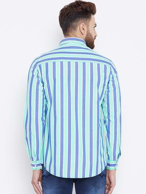 blue striped casual shirt - 15800397 - Standard Image - 3