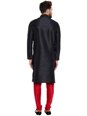 black dupion kurta pyjama set - 15800504 - Standard Image - 3