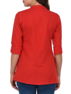 solid button down straight kurti - 15800637 - Standard Image - 3