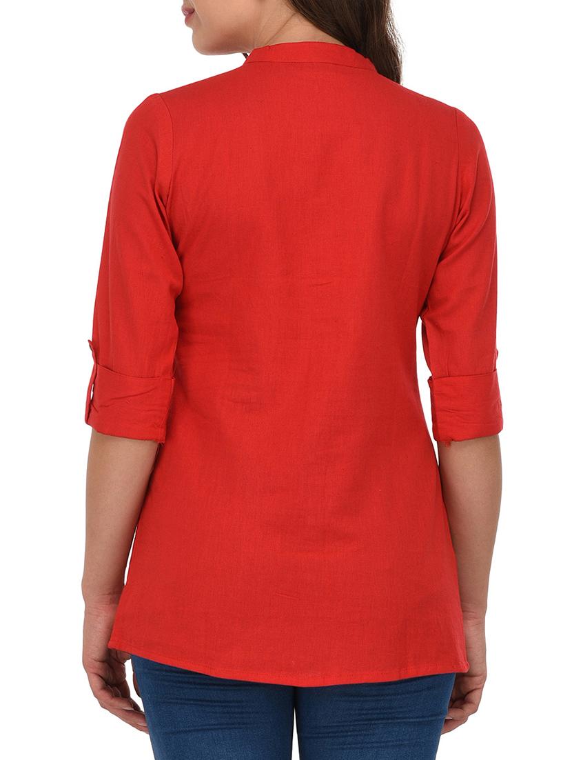 solid button down straight kurti - 15800637 - Zoom Image - 3