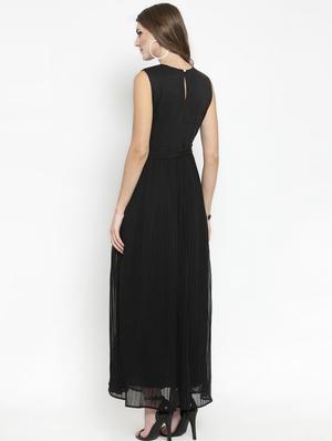 self tie accordion pleat maxi dress - 15800859 - Standard Image - 3