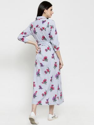 floral striped button up dress - 15800872 - Standard Image - 3
