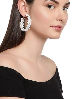 white gold plated hoop earring - 15800922 - Standard Image - 3