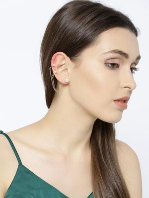 white gold plated earcuff earring - 15800925 - Standard Image - 3