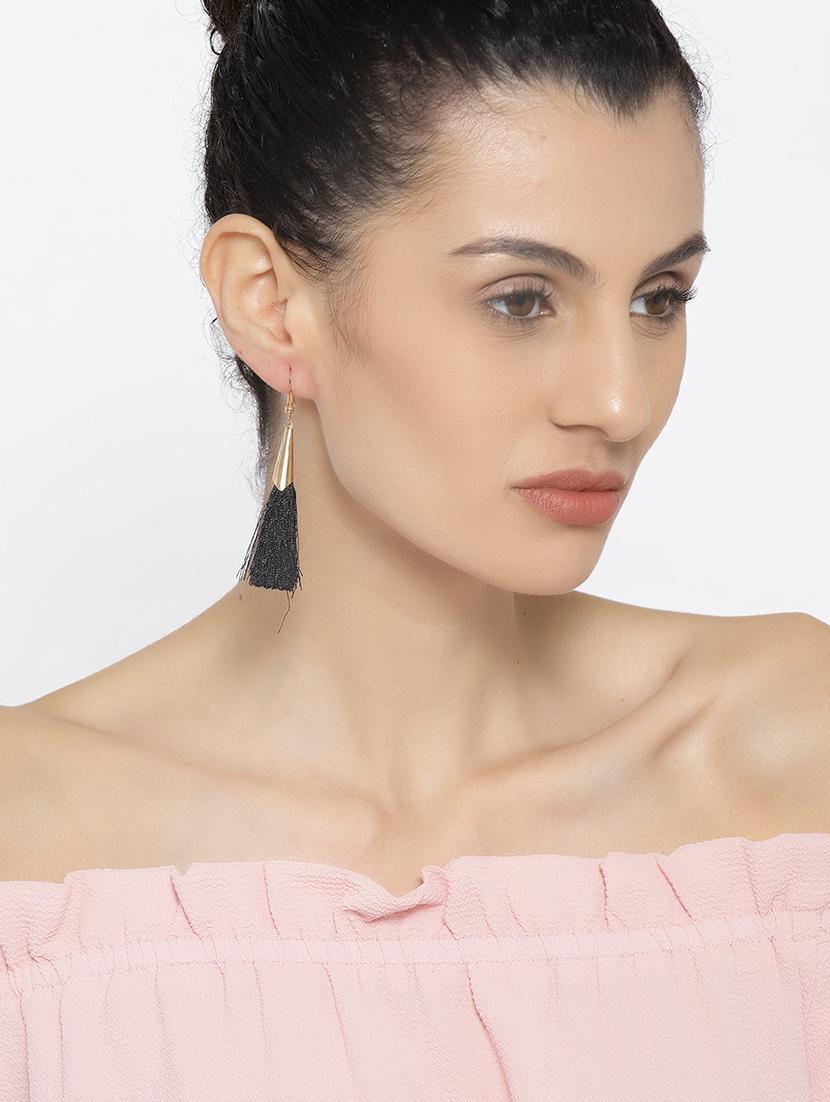 black gold plated drop earring - 15800932 - Zoom Image - 3