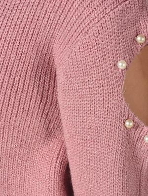 pearl embellished cut out sleeved top - 15801661 - Standard Image - 6