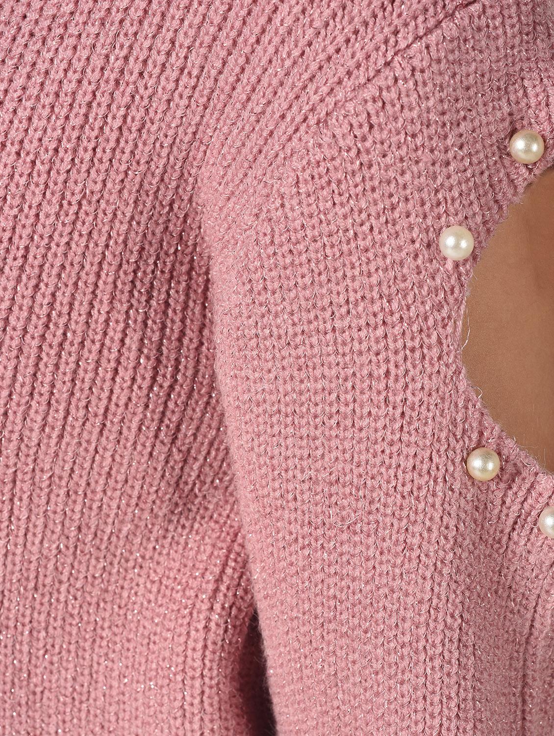 pearl embellished cut out sleeved top - 15801661 - Zoom Image - 6
