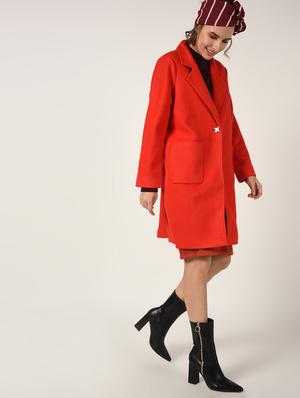 slogan print paneled overcoat - 15801917 - Standard Image - 3