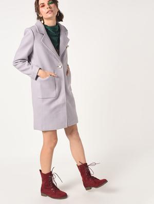 slogan print paneled overcoat - 15801918 - Standard Image - 3