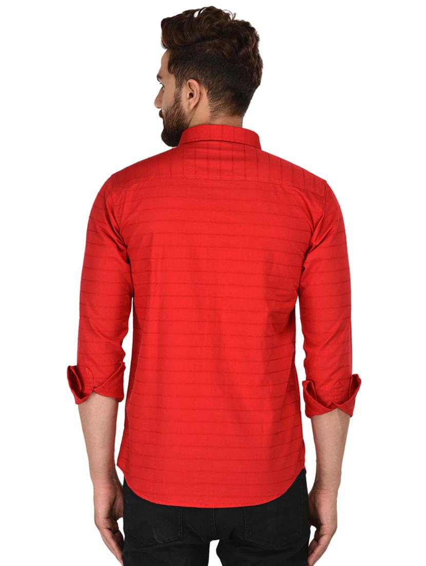 red solid casual shirt - 15804295 - Zoom Image - 3