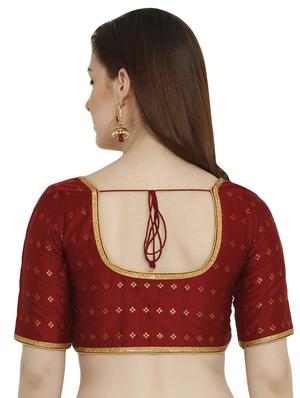 self-design brocade blouse with drawstring - 15805801 - Standard Image - 3