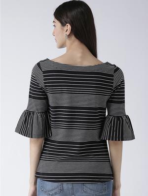 bell sleeved striped top - 15805876 - Standard Image - 3