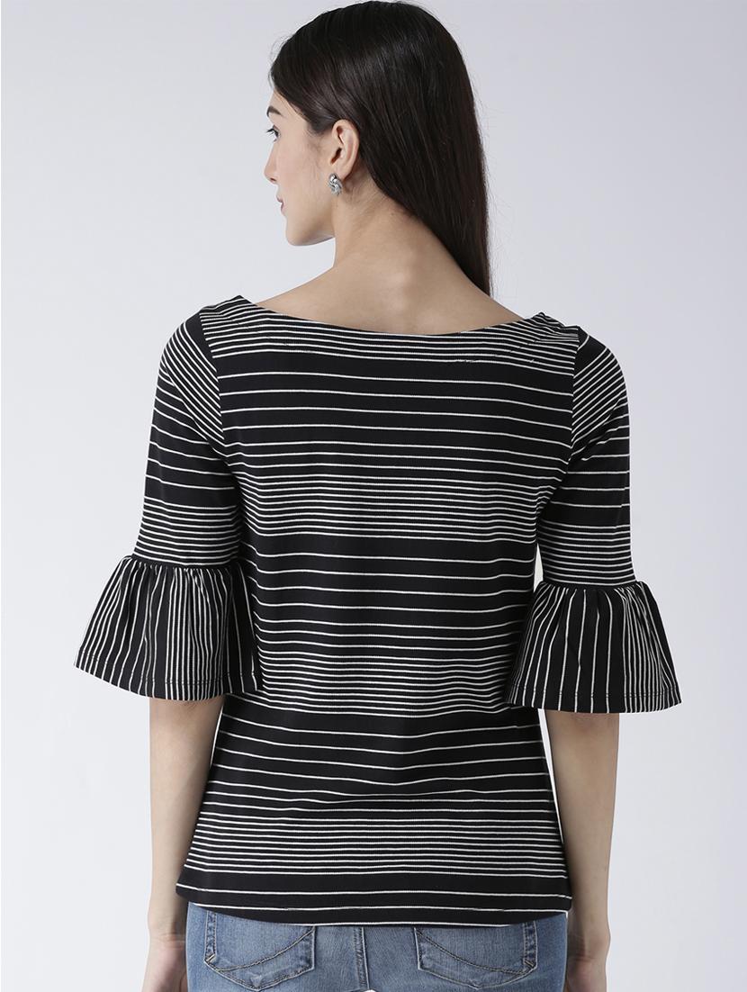 bell sleeved striped top - 15805876 - Zoom Image - 3