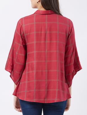 embroidered checkered flared sleeved shirt - 15805889 - Standard Image - 3